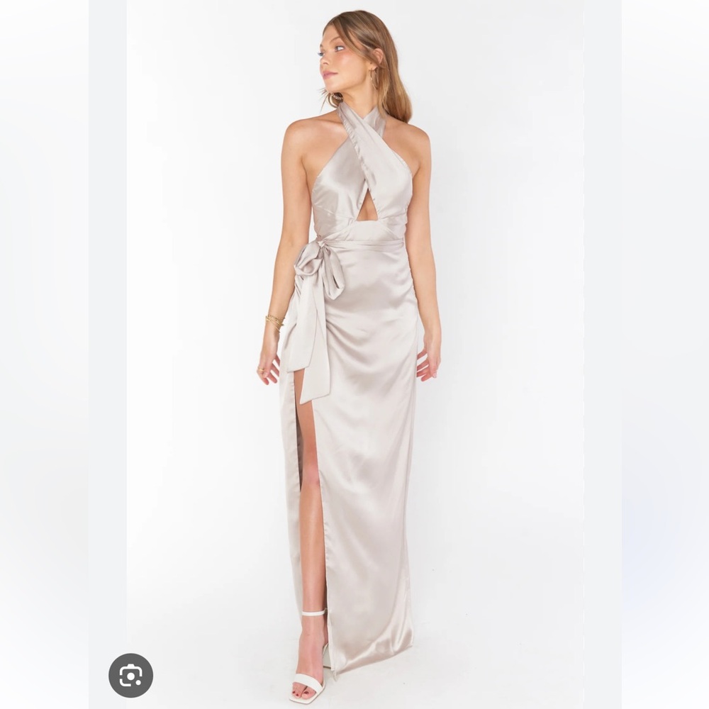 Adele Halter Maxi Dress in Show Me The Ring (Satin), size XXS